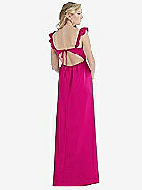 Rear View Thumbnail - Think Pink Ruffled Sleeve Tie-Back Maxi Dress