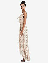 Side View Thumbnail - Coquette Floral Print Ruffle-Trimmed V-Neck High Low Wrap Dress
