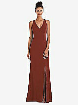 Rear View Thumbnail - Auburn Moon Criss-Cross Cutout Back Maxi Dress with Front Slit