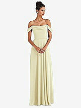 Alt View 1 Thumbnail - Butter Yellow Off-the-Shoulder Draped Neckline Maxi Dress