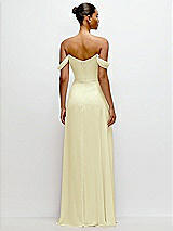 Rear View Thumbnail - Butter Yellow Off-the-Shoulder Draped Neckline Maxi Dress