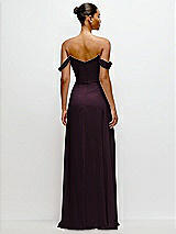 Rear View Thumbnail - Deep Plum Off-the-Shoulder Draped Neckline Maxi Dress