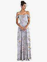 Alt View 1 Thumbnail - Butterfly Botanica Silver Dove Off-the-Shoulder Draped Neckline Maxi Dress
