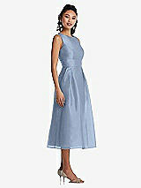 Side View Thumbnail - Cloudy Bateau Neck Open-Back Pleated Skirt Midi Dress