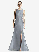 Rear View Thumbnail - Platinum Bateau Neck Open-Back Maxi Dress with Bow Detail