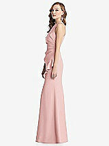 Side View Thumbnail - Rose Halter Maxi Dress with Cascade Ruffle Slit