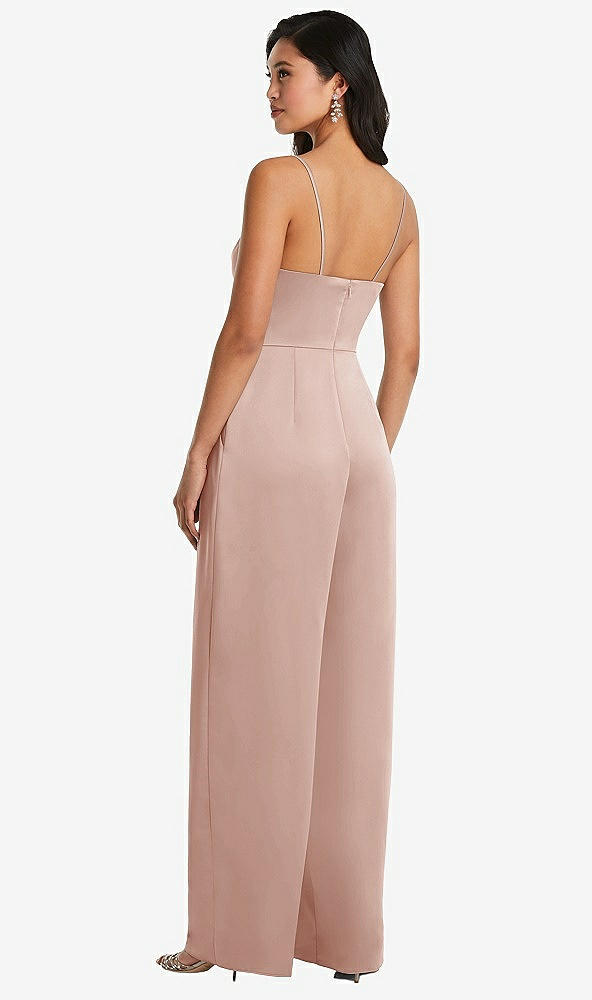 Back View - Toasted Sugar Cowl-Neck Spaghetti Strap Maxi Jumpsuit with Pockets