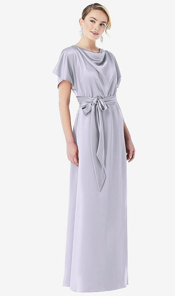 Front View - Silver Dove Cowl-Neck Kimono Sleeve Maxi Dress with Bowed Sash