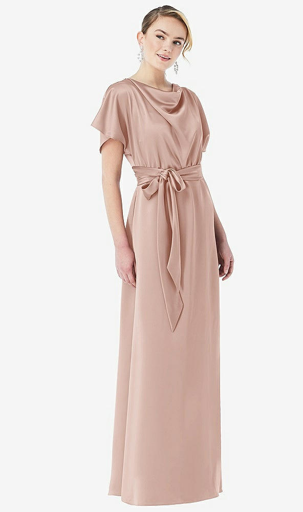 Front View - Toasted Sugar Cowl-Neck Kimono Sleeve Maxi Dress with Bowed Sash