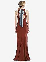 Front View Thumbnail - Auburn Moon & Mist Cutout Open-Back Halter Maxi Dress with Scarf Tie