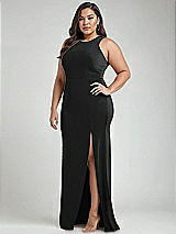 Alt View 2 Thumbnail - Black & Mist Cutout Open-Back Halter Maxi Dress with Scarf Tie