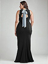 Alt View 3 Thumbnail - Black & Mist Cutout Open-Back Halter Maxi Dress with Scarf Tie