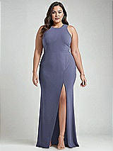 Alt View 1 Thumbnail - French Blue & Mist Cutout Open-Back Halter Maxi Dress with Scarf Tie