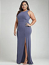 Alt View 2 Thumbnail - French Blue & Mist Cutout Open-Back Halter Maxi Dress with Scarf Tie