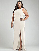 Alt View 2 Thumbnail - Ivory & Mist Cutout Open-Back Halter Maxi Dress with Scarf Tie