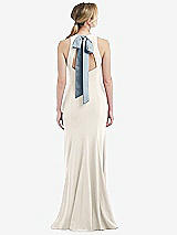 Front View Thumbnail - Ivory & Mist Cutout Open-Back Halter Maxi Dress with Scarf Tie