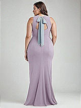Alt View 3 Thumbnail - Lilac Haze & Mist Cutout Open-Back Halter Maxi Dress with Scarf Tie