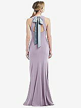Front View Thumbnail - Lilac Haze & Mist Cutout Open-Back Halter Maxi Dress with Scarf Tie