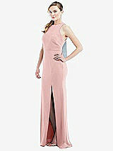 Side View Thumbnail - Rose & Mist Cutout Open-Back Halter Maxi Dress with Scarf Tie