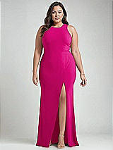 Alt View 1 Thumbnail - Think Pink & Mist Cutout Open-Back Halter Maxi Dress with Scarf Tie
