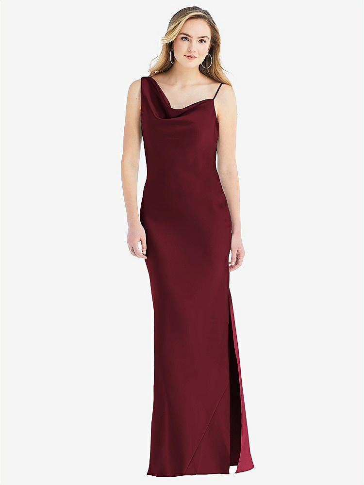 Draped One-shoulder Convertible Maxi Slip Bridesmaid Dress In