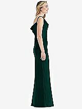 Side View Thumbnail - Evergreen Asymmetrical One-Shoulder Cowl Maxi Slip Dress