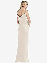 Rear View Thumbnail - Oat Asymmetrical One-Shoulder Cowl Maxi Slip Dress