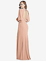 Front View Thumbnail - Pale Peach Long Puff Sleeve Maxi Dress with Cutout Tie-Back