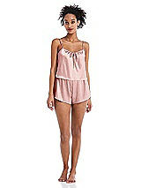 Front View Thumbnail - Rose Satin Lounge Shorts with Pockets - Kat