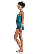 Side View Thumbnail - Oasis Satin Ruffle-Trimmed Lounge Shorts with Pockets - Cali