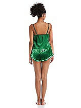 Rear View Thumbnail - Shamrock Satin Ruffle-Trimmed Lounge Shorts with Pockets - Cali