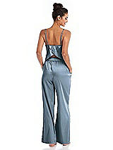 Rear View Thumbnail - Slate Satin Wide-Leg Lounge Pants with Pockets - Ray
