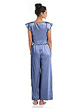 Rear View Thumbnail - Periwinkle - PANTONE Serenity Satin Ankle Wide-Leg Lounge Pants - Vic