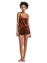 Front View Thumbnail - Auburn Moon Velvet Lounge Shorts with Pockets - Tessa