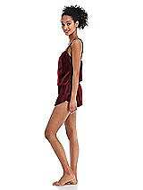 Side View Thumbnail - Cabernet Velvet Lounge Shorts with Pockets - Tessa