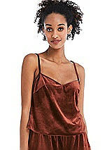 Front View Thumbnail - Auburn Moon Split Back Slim Strap Velvet Cami - Sari