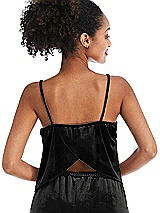 Rear View Thumbnail - Black Split Back Slim Strap Velvet Cami - Sari