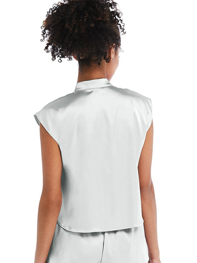 Back View - Sterling Satin Stand Collar Tie-Front Pullover Top - Remi