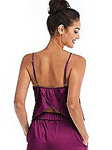 Rear View Thumbnail - Merlot Split Back Satin Cami Top with Slim Straps
