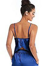 Rear View Thumbnail - Sapphire Split Back Satin Cami Top with Slim Straps