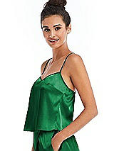 Side View Thumbnail - Shamrock Split Back Satin Cami Top with Slim Straps