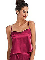 Front View Thumbnail - Valentine Split Back Satin Cami Top with Slim Straps