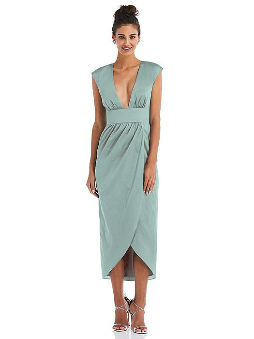 Open-Neck Tulip Skirt Maxi Dress