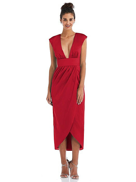 Open-Neck Tulip Skirt Maxi Dress