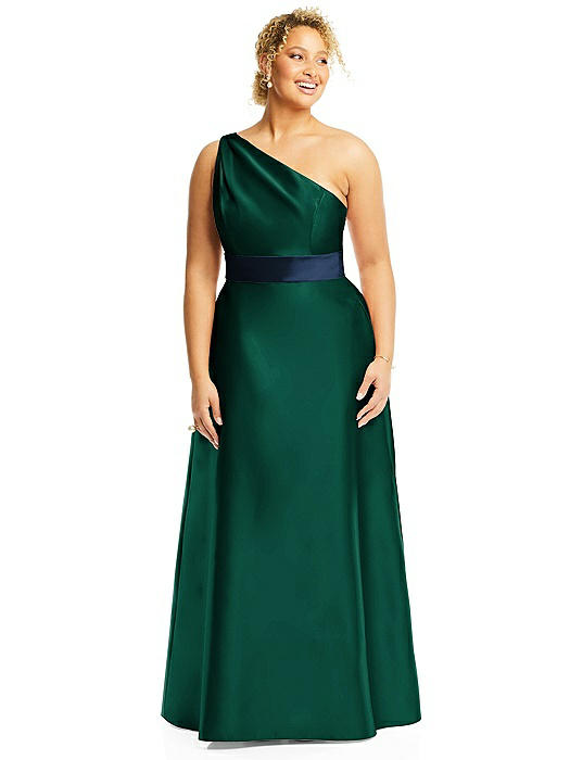 Draped One-Shoulder Satin Maxi Dress with Pockets