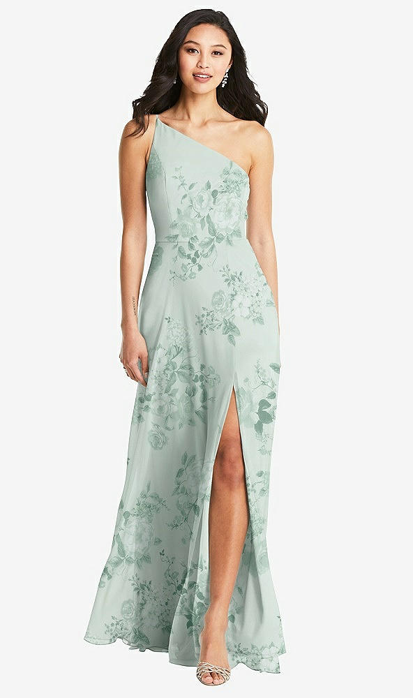 Front View - Mint Green Floral Bella Bridesmaids Dress BB130