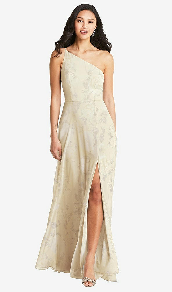 Front View - Butter Yellow Floral Bella Bridesmaids Dress BB130