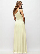 Alt View 3 Thumbnail - Butter Yellow One-Shoulder Chiffon Maxi Dress with Shirred Front Slit