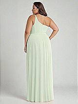 Alt View 2 Thumbnail - Mint Green One-Shoulder Chiffon Maxi Dress with Shirred Front Slit