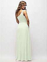 Alt View 3 Thumbnail - Mint Green One-Shoulder Chiffon Maxi Dress with Shirred Front Slit
